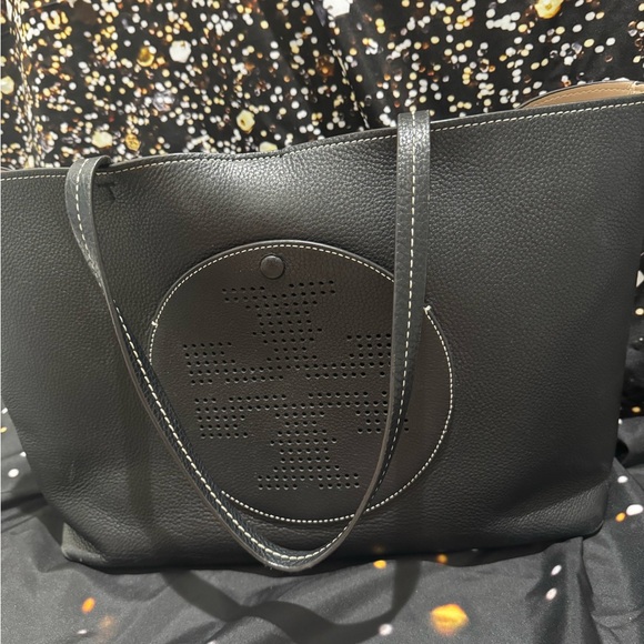 Tory Burch Perforated Leather Logo Tote Bag - Picture 7 of 17